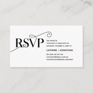 Elegant Classy, Black Script, RSVP respond Enclosure Card