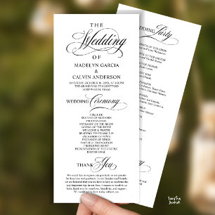 Elegant Classy Black Script Wedding Ceremony Order Programme