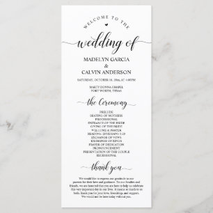 Elegant Classy, Black script, Wedding Ceremony Programme
