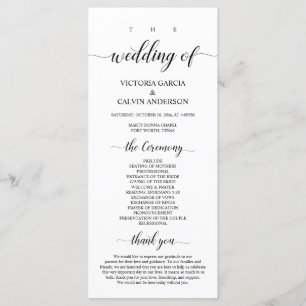 Elegant Classy, Black script, Wedding Ceremony Programme