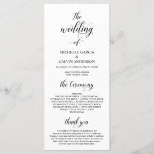 Elegant Classy, Black script, Wedding Ceremony Programme