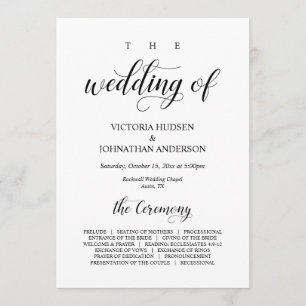 Elegant Classy, Black script, Wedding Ceremony Programme