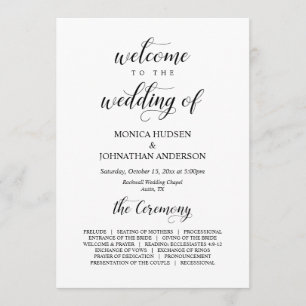 Elegant Classy, Black script, Wedding Ceremony Programme