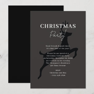 Elegant Classy Black Xmas Reindeer Christmas Party Invitation