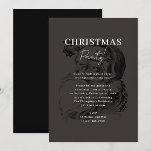 Elegant Classy Black Xmas Santa Christmas Party Invitation