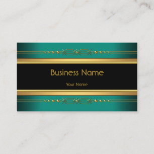 Elegant Classy Black Yellow Gold Jade Green Business Card