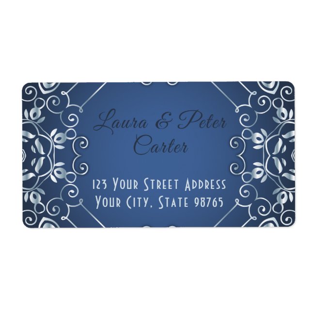 Elegant Classy Blue and Silver Wedding Anniversary (Front)