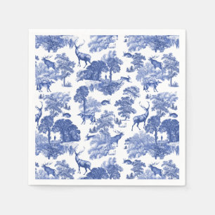 Elegant Classy Blue French Toile Deer Pattern Napkin