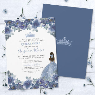 Elegant Classy Blue Quinceanera Invitation