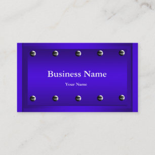 Elegant Classy Blue Silver Metal Chrome look Business Card