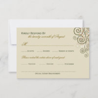 Elegant Classy Boho Green Spirals Wedding RSVP