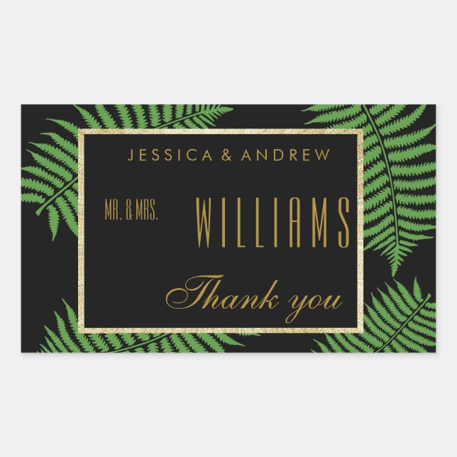 Elegant Classy Bracken Wedding Thank You Rectangular Sticker (Front)
