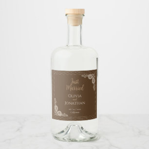 Elegant Classy Bronze ornate Wedding Liquor Bottle Label