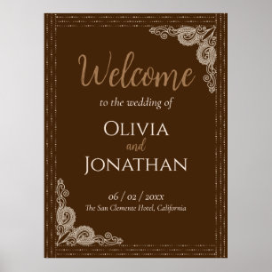 Elegant Classy Bronze ornate Wedding Welcome Sign
