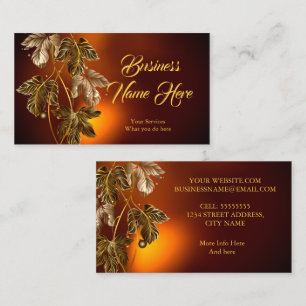 Elegant Classy Brown Gold Leaves Bronze Glow Business Card