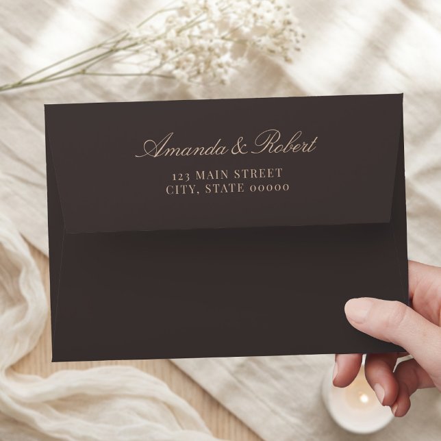 Elegant Classy Brown Wedding Return Address Envelope (Creator Uploaded)