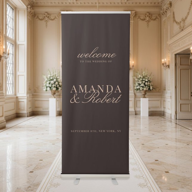 Elegant Classy Brown Wedding Welcome Retractable Banner (Creator Uploaded)