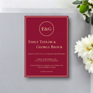 Elegant Classy Burgundy Gold Monogram Chic Wedding Acrylic Invitations