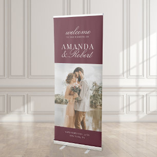 Elegant Classy Burgundy Photo Wedding Retractable Banner