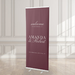 Elegant Classy Burgundy Wedding Welcome Retractable Banner