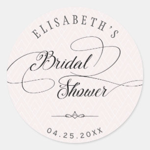 Elegant classy calligraphy bridal shower blush classic round sticker
