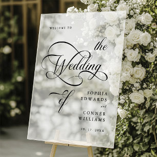 Elegant Classy Calligraphy Wedding Welcome Frosted Acrylic Sign