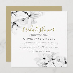 Elegant Classy Chic Floral Magnolias Bridal Shower Invitation