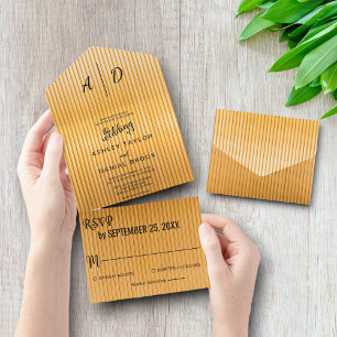 Elegant classy chic gold All in One Wedding Invite