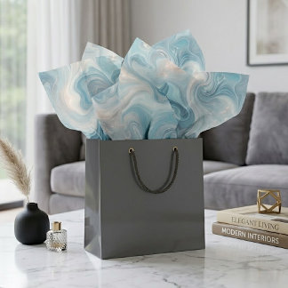 Elegant Classy Chic Grey Blue Marbled Tissue Paper