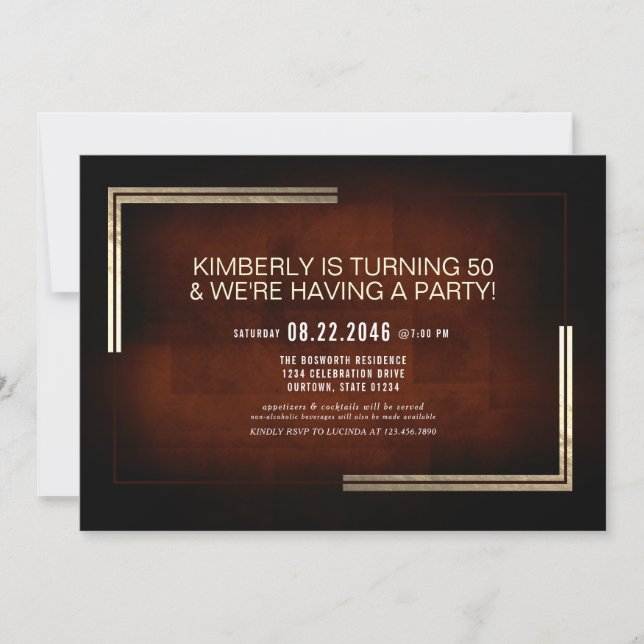 Elegant Classy Chocolate/Gold Birthday Party Invitation (Front)