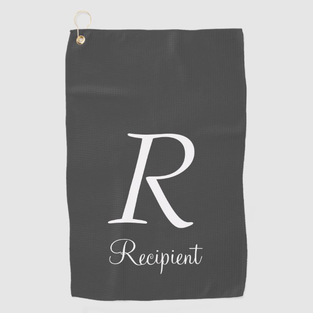 Elegant, Classy Custom Name & Initial Golf Towel (Front)