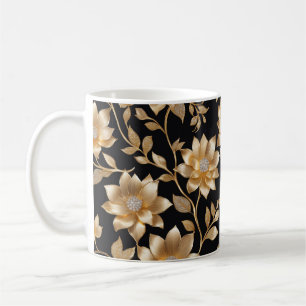 Elegant Classy Diamonds & Gold Flowers Fun Floral Coffee Mug