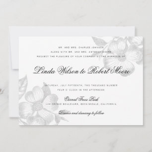 Elegant Classy Dogwood Flower Wedding Invitation
