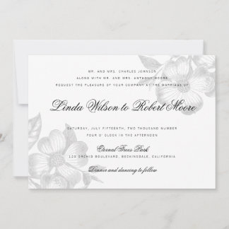 Elegant Classy Dogwood Flower Wedding Invitation