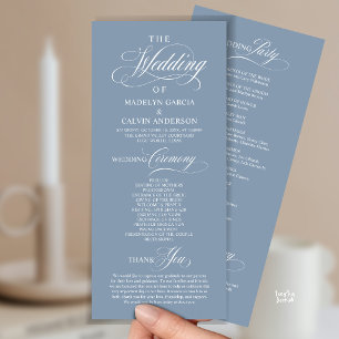Elegant Classy Dusty Blue Wedding Ceremony Order Programme