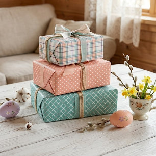 Elegant Classy Easter Plaid Gift Wrap
