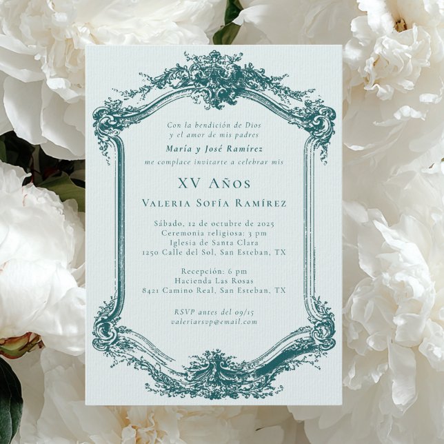 Elegant Classy Emerald Quinceañera 15th Birthday Invitation (Creator Uploaded)