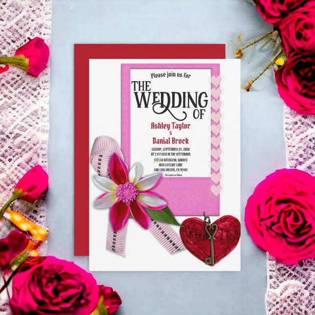 Elegant Classy Fancy Red Romantic Formal Wedding Invitation (Creator Uploaded)
