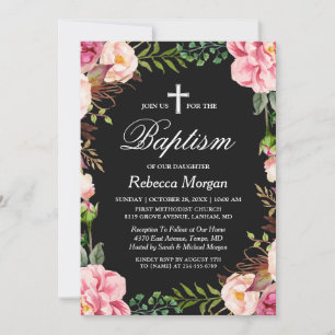Elegant Classy Floral Bloom   Girl Baptism Photo Invitation