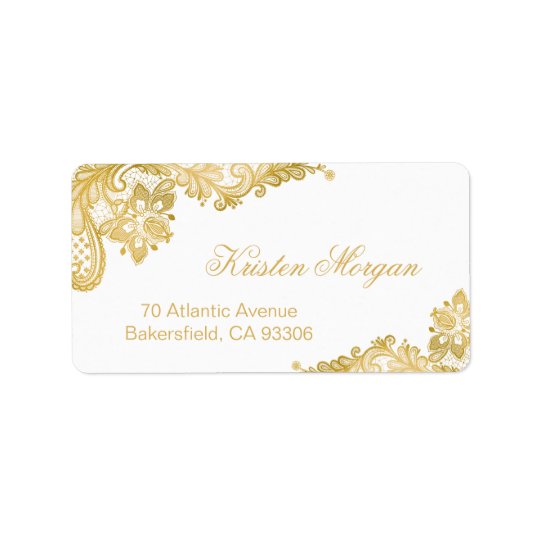 Elegant Classy Floral Gold Lace Address Label