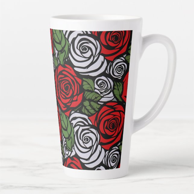 Elegant Classy Floral Trendy Chic Stylish Rose Latte Mug (Right)