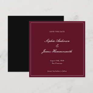 Elegant Classy Formal Burgundy Red Script Wedding  Save The Date