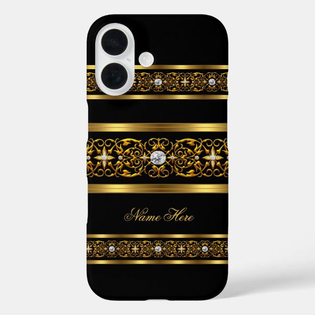 Elegant Classy Gold Black Diamond Case-Mate iPhone Case (Back)