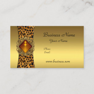 Elegant Classy Gold Black Leopard animal Jewel Business Card