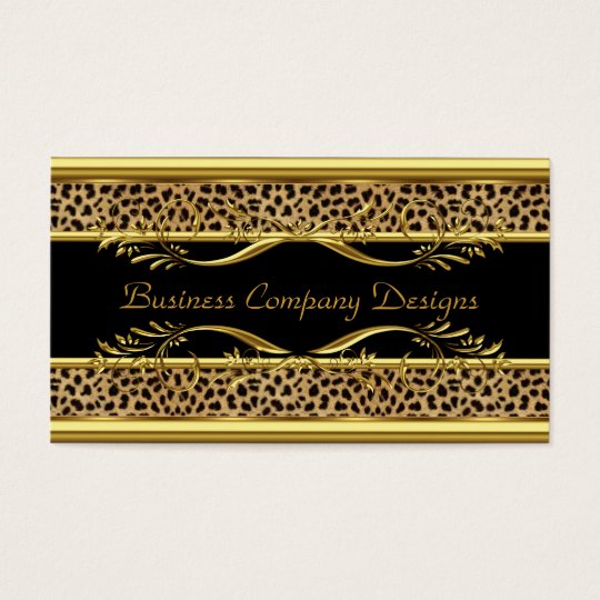 Elegant Classy Gold Black Leopard Animal Print Business Card