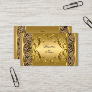 Elegant Classy Gold Black Leopard animal print Business Card