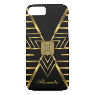 Elegant Classy Gold Black Stripe Art Deco iPhone 8/7 Case