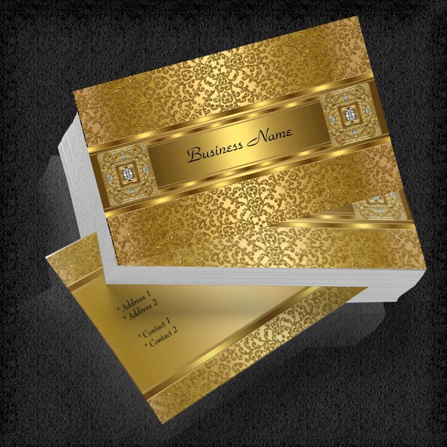 Elegant Classy Gold Damask Embossed Look Business Card (Creator Uploaded)