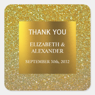 Elegant Classy Gold Damask Embossed Look Square Sticker