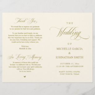 Elegant Classy Gold, Foldable Wedding Program